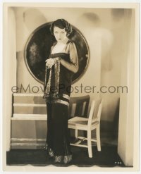 2b1858 RITA LA ROY 8x10 still 1930 modeling black satin pajamas with green sequin trim by Bachrach!