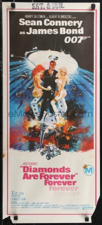 2b0902 DIAMONDS ARE FOREVER Aust daybill 1971 art of Connery as James Bond by Robert McGinnis!