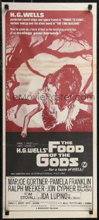 2b0908 FOOD OF THE GODS Aust daybill 1976 artwork of giant rat feasting on dead girl by Drew!