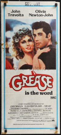 2b0914 GREASE Aust daybill 1978 John Travolta & Olivia Newton-John, white background design!