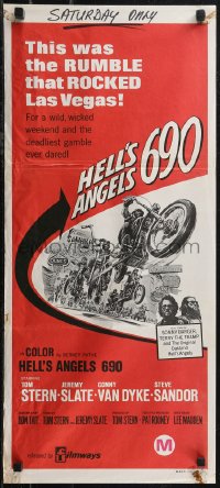 2b0918 HELL'S ANGELS '69 Aust daybill 1969 biker gang in the rumble that rocked Las Vegas!