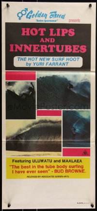 2b0922 HOT LIPS & INNERTUBES Aust daybill 1970s Yuri Farrant Australian surfing documentary!