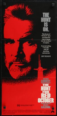 2b0923 HUNT FOR RED OCTOBER Aust daybill 1990 Russian military submarine captain Sean Connery!