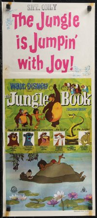 2b0927 JUNGLE BOOK Aust daybill R1982 Walt Disney cartoon classic, great image of all characters!