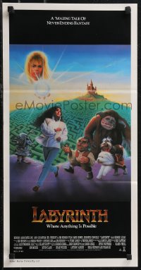 2b0931 LABYRINTH Aust daybill 1986 Jim Henson, art of David Bowie & Jennifer Connelly by Ted CoConis!