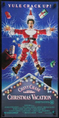 2b0941 NATIONAL LAMPOON'S CHRISTMAS VACATION Aust daybill 1989 Consani art of Chevy Chase, yule crack up!