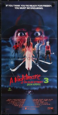 2b0945 NIGHTMARE ON ELM STREET 3 Aust daybill 1987 horror art of Freddy Krueger by Matthew Peak!