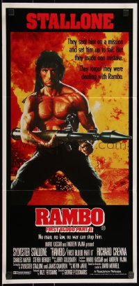 2b0950 RAMBO FIRST BLOOD PART II Aust daybill 1985 no man, no law, no war can stop Stallone!