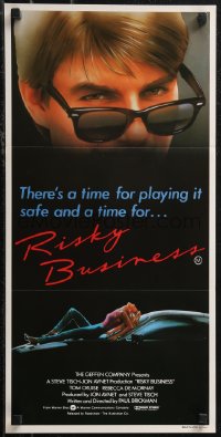 2b0955 RISKY BUSINESS Aust daybill 1983 classic close up artwork image of Tom Cruise in cool shades!