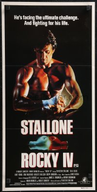 2b0960 ROCKY IV Aust daybill 1985 great image of heavyweight boxing champ Sylvester Stallone!