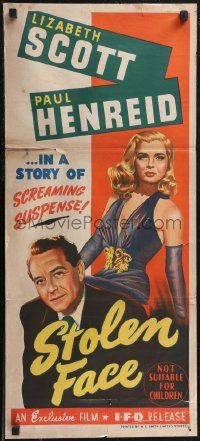 2b0969 STOLEN FACE Aust daybill 1953 Paul Henreid, sexy treacherous bad girl Lizabeth Scott, rare!