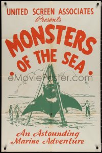 2b1039 DEVIL MONSTER 1sh R1930s Monsters of the Sea, cool artwork of giant manta ray!