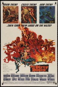 2b1042 DIRTY DOZEN 1sh 1967 Charles Bronson, Jim Brown, Lee Marvin, cool Frank McCarthy art!