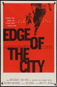 2b1054 EDGE OF THE CITY 1sh 1956 unusual Saul Bass art with man running out of the frame!