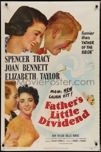 2b1063 FATHER'S LITTLE DIVIDEND 1sh 1951 art of Elizabeth Taylor, Spencer Tracy & Joan Bennett!