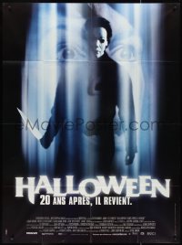 2b0285 HALLOWEEN H20 French 1p 1998 Jamie Lee Curtis sequel, different image of Michael Myers!