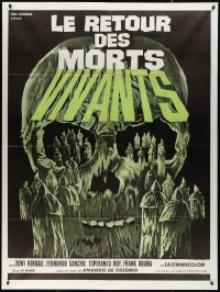 2b0308 RETURN OF THE EVIL DEAD French 1p 1976 different art of cultists in huge skull, rare!