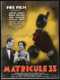 2b0676 MATRICULE 33 French pressbook 1933 Andre Luguet, Edwige Feulliere, posters shown, very rare!