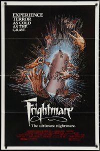 2b1069 FRIGHTMARE 1sh 1983 terror as cold as the grave, wild horror art of coffin and hands by Lamb!