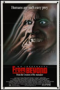 2b1070 FROM BEYOND 1sh 1986 H.P. Lovecraft, wild sci-fi horror image, humans are such easy prey!