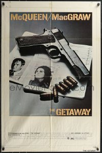 2b1071 GETAWAY 1sh 1972 Steve McQueen, McGraw, Sam Peckinpah, cool gun & passports image!