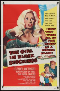 2b1075 GIRL IN BLACK STOCKINGS 1sh 1957 sexy Mamie Van Doren was a teasing, taunting blonde!