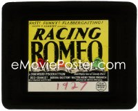 2b1629 RACING ROMEO glass slide 1927 Red Grange, Jobyna Ralston, cool art of race cars, rare!