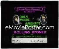 2b1632 ROLLING STONES glass slide 1916 portraits of Owen Moore & pretty Marguerite Courtot!