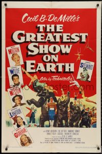 2b1082 GREATEST SHOW ON EARTH 1sh 1952 best image of James Stewart, Betty Hutton & Emmett Kelly!