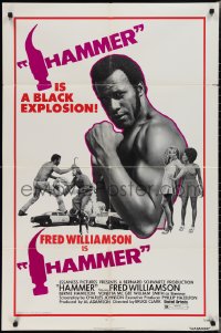 2b1084 HAMMER 1sh 1972 tough Fred Williamson flexes his muscles, he's a black explosion!