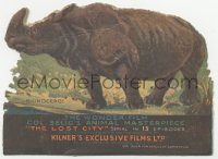 2b1495 LOST CITY die-cut 4x5 English promo card 1920 wonderful art of African rhinocerus, very rare!