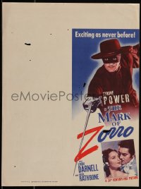 2b0830 MARK OF ZORRO herald 1940 great image of masked hero Tyrone Power & Linda Darnell, rare!