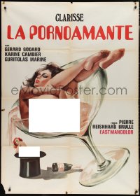 2b0379 LA PORNOAMANTE Italian 1p 1970s art of sexy naked woman in champagne glass, rare!