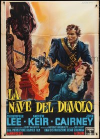 2b0354 DEVIL-SHIP PIRATES Italian 1p 1964 Hammer, different Martinati art of Andrew Keir & woman!