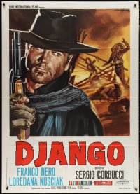 2b0356 DJANGO Italian 1p R1970s Sergio Corbucci, art of Franco Nero with gun by Rodolfo Gasparri!