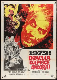 2b0358 DRACULA A.D. 1972 Italian 1p 1972 Hammer, vampire Christopher Lee, Caroline Munro, Casaro art!