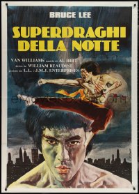 2b0366 FURY OF THE DRAGON Italian 1p 1975 different Enzo Sciotti art with Bruce Lee's flying kick!