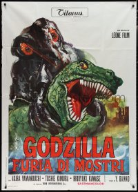 2b0543 GODZILLA VS. THE SMOG MONSTER Italian 1p 1972 Gojira tai Hedora, cool different monster art!