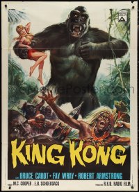 2b0378 KING KONG Italian 1p R1966 different Casaro art of the giant ape carrying sexy Fay Wray!