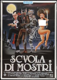 2b0386 MONSTER SQUAD Italian 1p 1988 different Cecchini art of Dracula, Mummy, Wolfman & naked girl!