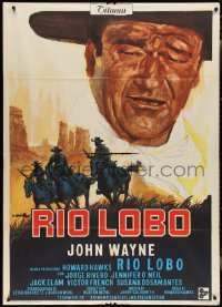 2b0399 RIO LOBO Italian 1p 1971 Howard Hawks, different art of John Wayne by Averardo Ciriello!