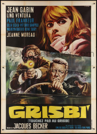 2b0440 GRISBI Italian 2p R1960s Renato Casaro art of Jean Gabin in car & Jeanne Moreau!