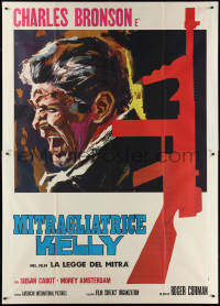 2b0446 MACHINE GUN KELLY Italian 2p R1960s great image of tough Charles Bronson w/ gun, Roger Corman!