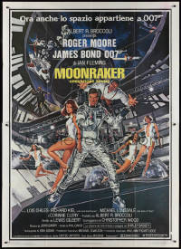 2b0447 MOONRAKER Italian 2p 1979 art of Roger Moore as James Bond & sexy ladies by Goozee!