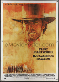 2b0449 PALE RIDER Italian 2p 1985 great artwork of cowboy Clint Eastwood by C. Michael Dudash!