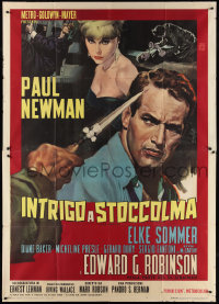 2b0453 PRIZE Italian 2p 1964 cool different art of Paul Newman in knife fight by Nistri!