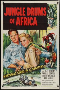 2b1102 JUNGLE DRUMS OF AFRICA 1sh 1952 Clayton Moore with gun & Phyllis Coates, Republic serial!