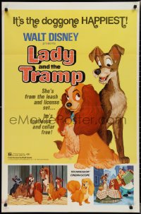 2b1107 LADY & THE TRAMP 1sh R1972 Walt Disney classic cartoon, with best spaghetti scene!