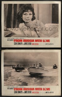 2b1481 FROM RUSSIA WITH LOVE 2 LCs 1964 James Bond, sexy Nadja Regin with necklace in mouth, boats!