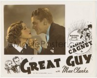 2b0709 GREAT GUY color-glos 11x14 still R1940s profile close up of James Cagney & pretty Mae Clarke!